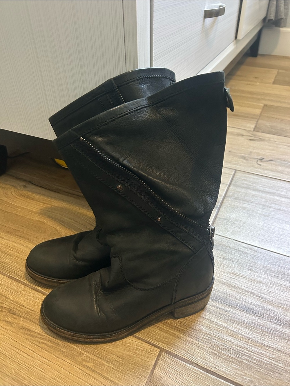 SIZE 36 Haider Ackermann Black Leather Mid-Calf Moto Boots